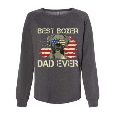 Men Best Boxer Dad Ever Dog Lover American Flag Gift Womens California Wash Sweatshirt