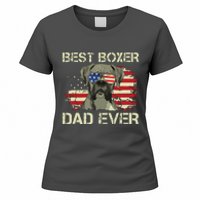 Men Best Boxer Dad Ever Dog Lover American Flag Gift Women's T-Shirt