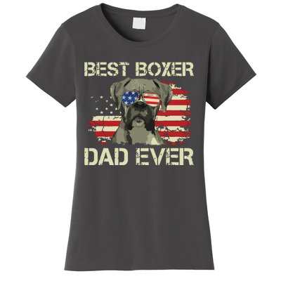 Men Best Boxer Dad Ever Dog Lover American Flag Gift Women's T-Shirt