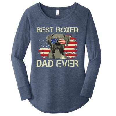 Men Best Boxer Dad Ever Dog Lover American Flag Gift Women's Perfect Tri Tunic Long Sleeve Shirt