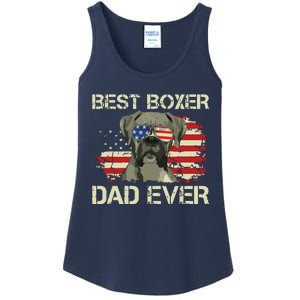 Men Best Boxer Dad Ever Dog Lover American Flag Gift Ladies Essential Tank