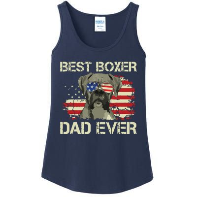 Men Best Boxer Dad Ever Dog Lover American Flag Gift Ladies Essential Tank