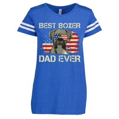 Men Best Boxer Dad Ever Dog Lover American Flag Gift Enza Ladies Jersey Football T-Shirt