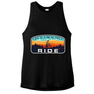 Mountain Bike Biking Cycling Retro MTB Trail Enthusiast Idea Ladies PosiCharge Tri-Blend Wicking Tank
