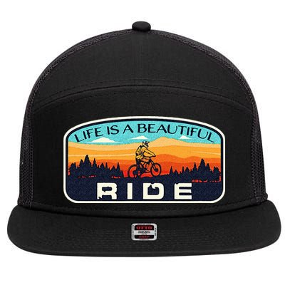 Mountain Bike Biking Cycling Retro MTB Trail Enthusiast Idea 7 Panel Mesh Trucker Snapback Hat