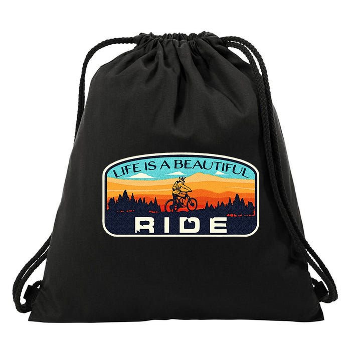 Mountain Bike Biking Cycling Retro MTB Trail Enthusiast Idea Drawstring Bag