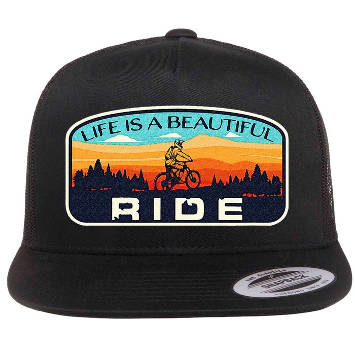Mountain Bike Biking Cycling Retro MTB Trail Enthusiast Idea Flat Bill Trucker Hat