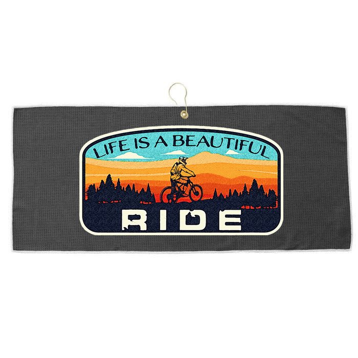 Mountain Bike Biking Cycling Retro MTB Trail Enthusiast Idea Large Microfiber Waffle Golf Towel