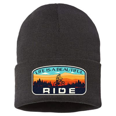 Mountain Bike Biking Cycling Retro MTB Trail Enthusiast Idea Sustainable Knit Beanie