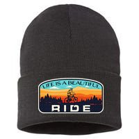 Mountain Bike Biking Cycling Retro MTB Trail Enthusiast Idea Sustainable Knit Beanie