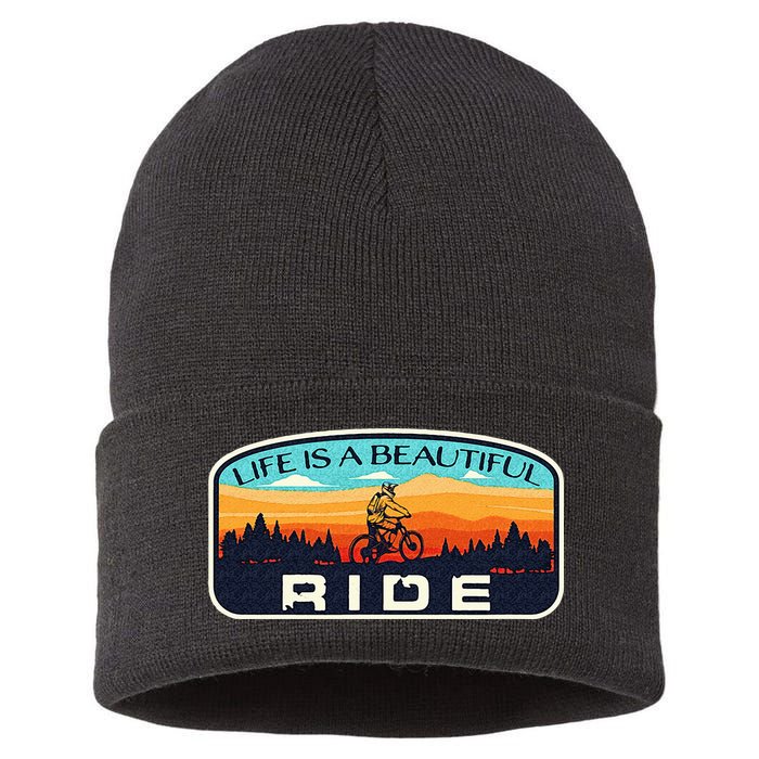 Mountain Bike Biking Cycling Retro MTB Trail Enthusiast Idea Sustainable Knit Beanie