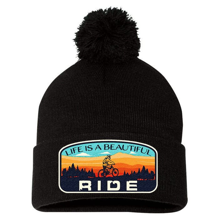 Mountain Bike Biking Cycling Retro MTB Trail Enthusiast Idea Pom Pom 12in Knit Beanie