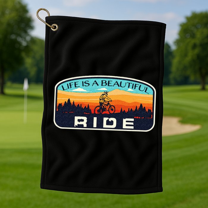 Mountain Bike Biking Cycling Retro MTB Trail Enthusiast Idea Golf Towel
