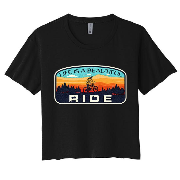 Mountain Bike Biking Cycling Retro MTB Trail Enthusiast Idea Crop Top