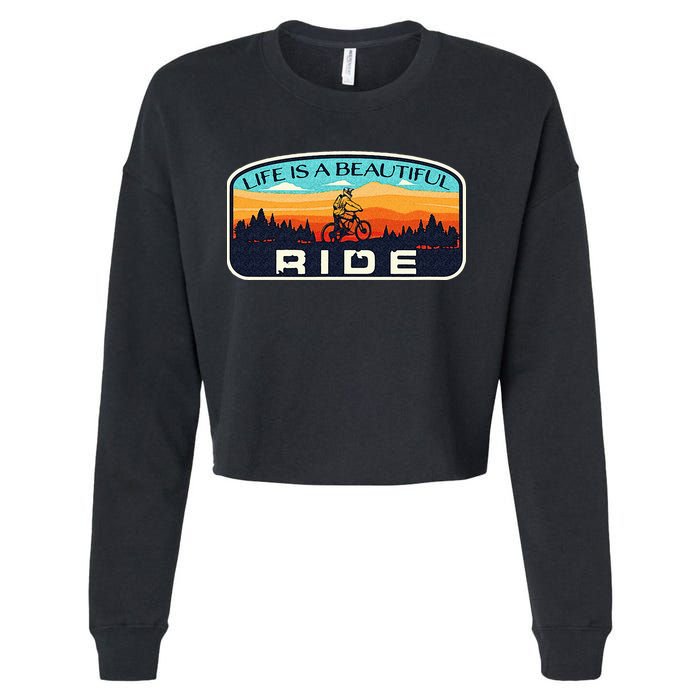 Mountain Bike Biking Cycling Retro MTB Trail Enthusiast Idea Cropped Pullover Crew