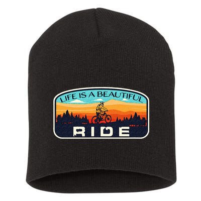 Mountain Bike Biking Cycling Retro MTB Trail Enthusiast Idea Short Acrylic Beanie
