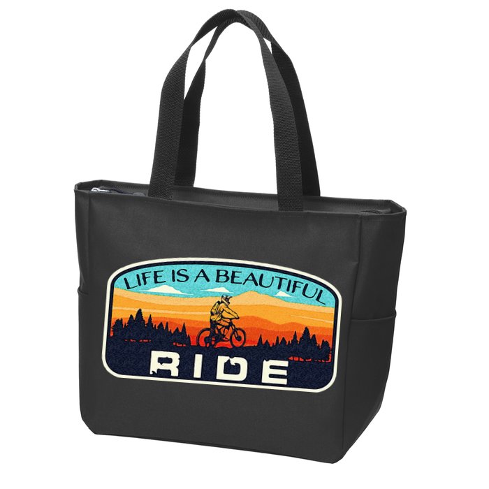 Mountain Bike Biking Cycling Retro MTB Trail Enthusiast Idea Zip Tote Bag