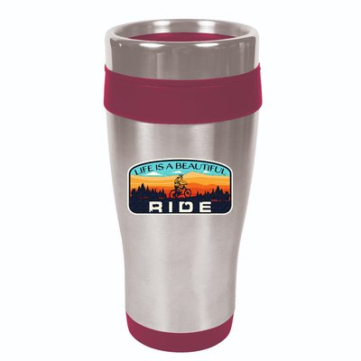 Mountain Bike Biking Cycling Retro MTB Trail Enthusiast Idea 16oz Travel Tumbler