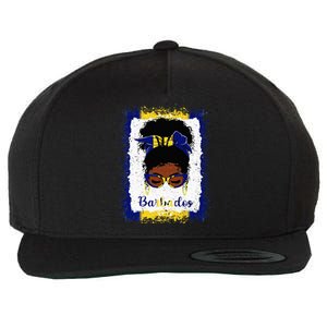 Messy Bun Barbados Flag Woman Girl Wool Snapback Cap