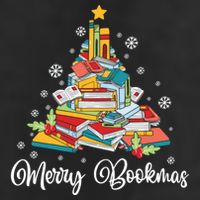 Merry Bookmas Books Pine Tree Funny Reading Lover Christmas Gift 7 Panel Mesh Trucker Snapback Hat