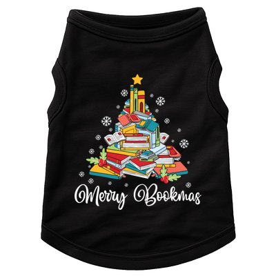Merry Bookmas Books Pine Tree Funny Reading Lover Christmas Gift Doggie Tank