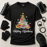 Merry Bookmas Books Pine Tree Funny Reading Lover Christmas Gift Performance Shirt