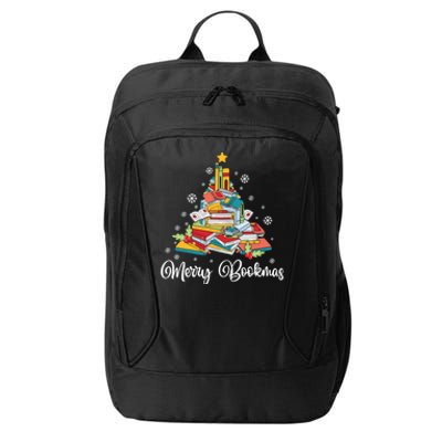 Merry Bookmas Books Pine Tree Funny Reading Lover Christmas Gift City Backpack