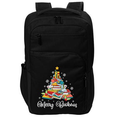 Merry Bookmas Books Pine Tree Funny Reading Lover Christmas Gift Impact Tech Backpack