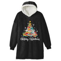 Merry Bookmas Books Pine Tree Funny Reading Lover Christmas Gift Hooded Wearable Blanket