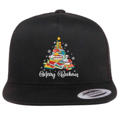 Merry Bookmas Books Pine Tree Funny Reading Lover Christmas Gift Flatbill Hat