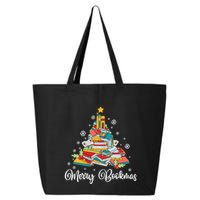 Merry Bookmas Books Pine Tree Funny Reading Lover Christmas Gift 25L Jumbo Tote