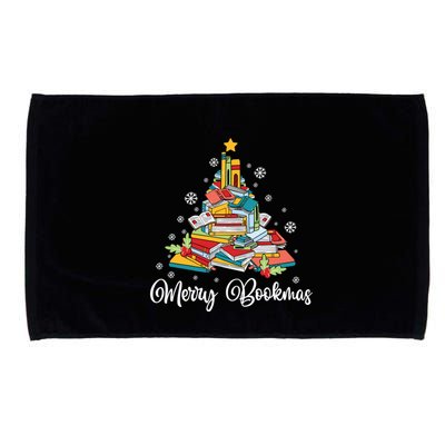 Merry Bookmas Books Pine Tree Funny Reading Lover Christmas Gift Microfiber Hand Towel