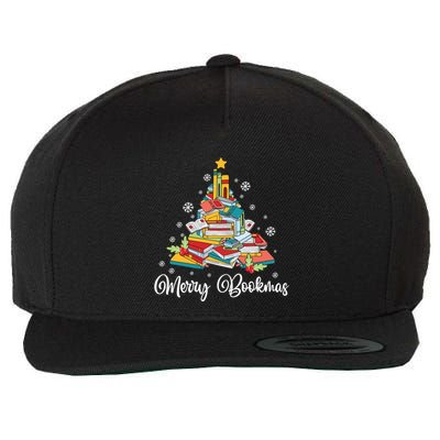 Merry Bookmas Books Pine Tree Funny Reading Lover Christmas Gift Wool Snapback Cap