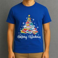 Merry Bookmas Books Pine Tree Funny Reading Lover Christmas Gift T-Shirt