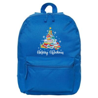 Merry Bookmas Books Pine Tree Funny Reading Lover Christmas Gift 16 in Basic Backpack