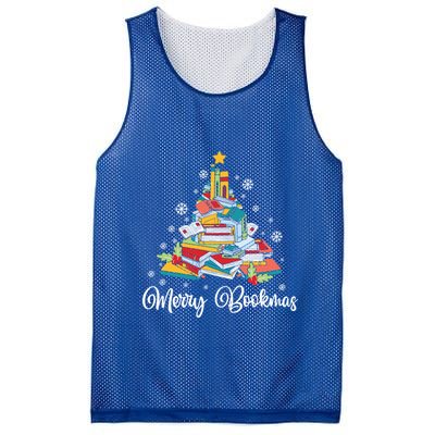Merry Bookmas Books Pine Tree Funny Reading Lover Christmas Gift Mesh Reversible Basketball Jersey Tank