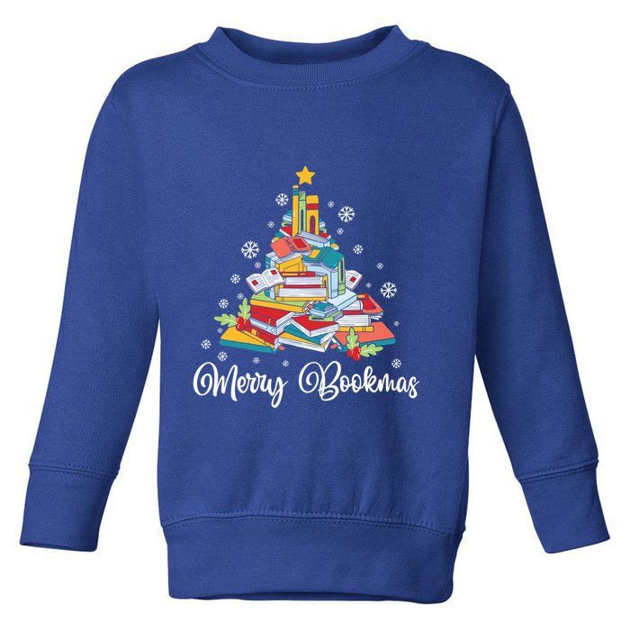 Merry Bookmas Books Pine Tree Funny Reading Lover Christmas Gift Toddler Sweatshirt