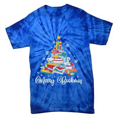 Merry Bookmas Books Pine Tree Funny Reading Lover Christmas Gift Tie-Dye T-Shirt