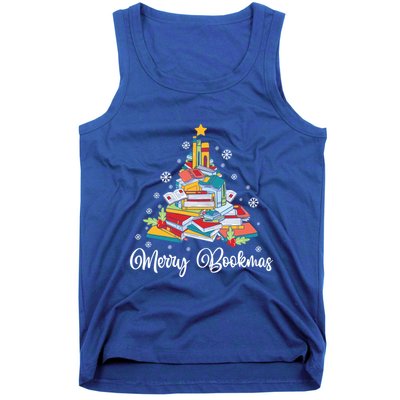 Merry Bookmas Books Pine Tree Funny Reading Lover Christmas Gift Tank Top