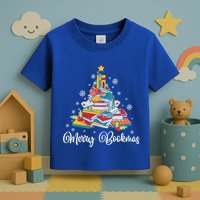 Merry Bookmas Books Pine Tree Funny Reading Lover Christmas Gift Toddler T-Shirt