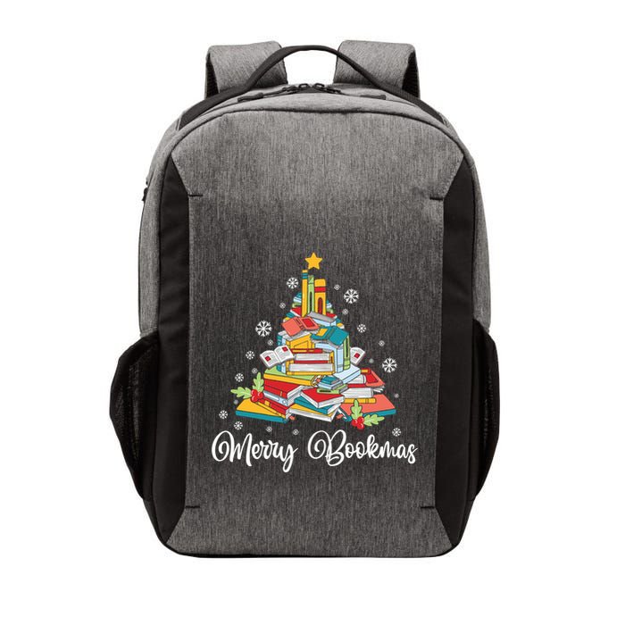 Merry Bookmas Books Pine Tree Funny Reading Lover Christmas Gift Vector Backpack