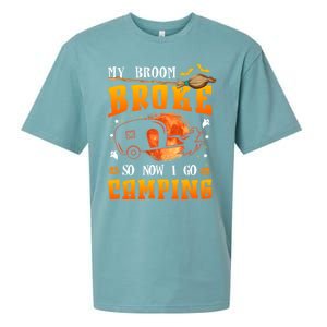 My Broom Broke So Now I Go Camping Halloween Witch Gift Sueded Cloud Jersey T-Shirt