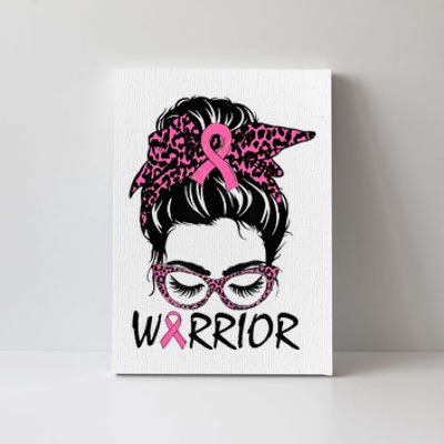 Messy Bun Breast Cancer Wear Pink Warrior Canvas