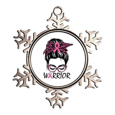 Messy Bun Breast Cancer Wear Pink Warrior Metallic Star Ornament