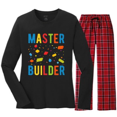 Master Builder Building Blocks Brick Builder Women's Long Sleeve Flannel Pajama Set 