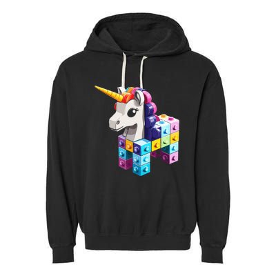 Master Builder Bricks Blocks Play Toy.s Unicorn Garment-Dyed Fleece Hoodie