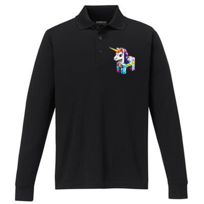 Master Builder Bricks Blocks Play Toy.s Unicorn Performance Long Sleeve Polo