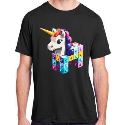 Master Builder Bricks Blocks Play Toy.s Unicorn Adult ChromaSoft Performance T-Shirt