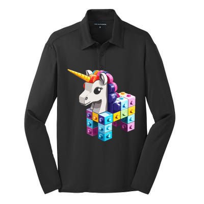 Master Builder Bricks Blocks Play Toy.s Unicorn Silk Touch Performance Long Sleeve Polo