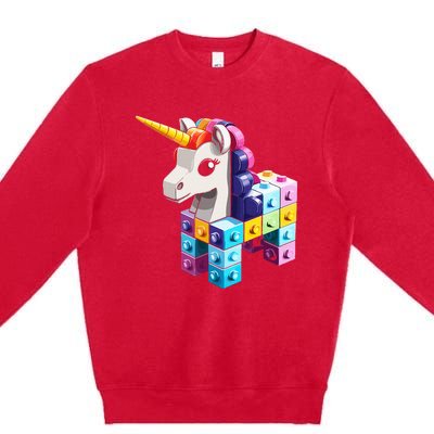 Master Builder Bricks Blocks Play Toy.s Unicorn Premium Crewneck Sweatshirt